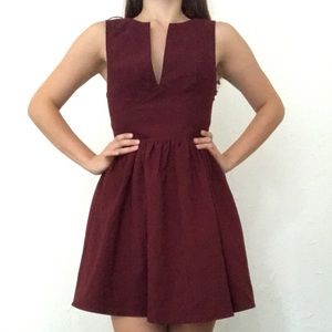 Akira Burgundy Formal Dress with Skater Skirt